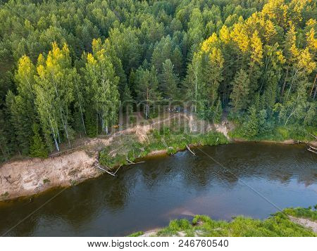 Ligo Bonfire. Latvia, Gauja River Beach.  Midsummer.  .