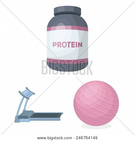 Gym And Training Cartoon Icons In Set Collection For Design. Gym And Equipment Vector Symbol Stock I