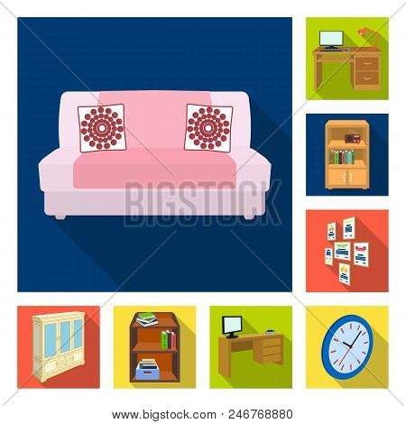 Furniture And Interior Flat Icons In Set Collection For Design. Home Furnishings Vector Isometric Sy