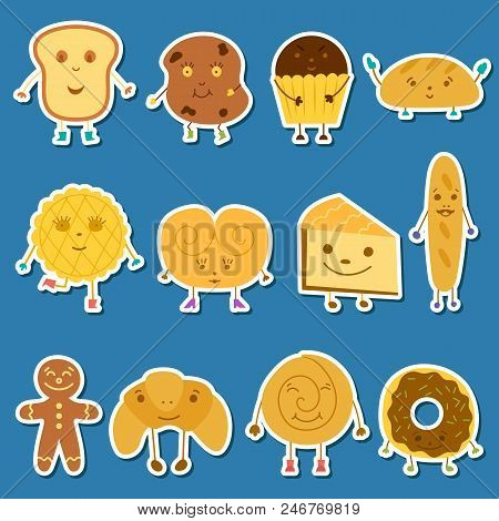 Vector Cartoon Illustration With Baking Ingredients. Cooking Ingredients Icons. Vector Cartoon Kitch