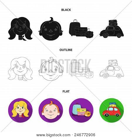 Camping, Woman, Boy, Bag .family Holiday Set Collection Icons In Black, Flat, Outline Style Vector S