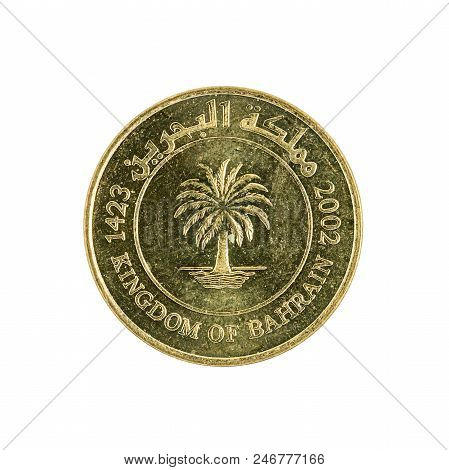 Ten Bahraini Fils Coin (2002) Isolated On White Background