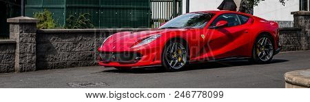 This Photo Was Taken In Nottingham, Nottinghamshire / United Kingdom - June 7, 2018: A Red Ferrari 8