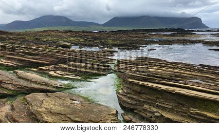 View Of Warbeth Bay Looking Toward Island Of Hoy In Orkney