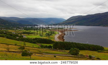 A View Overlooking Village Of Ullapool In Scotland