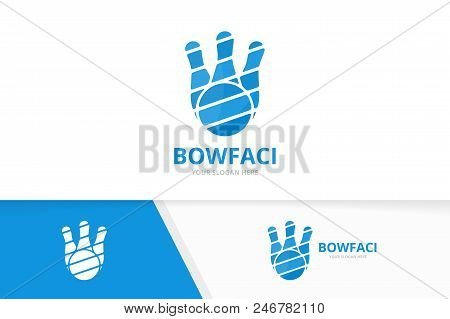 Vector Bowling Logo Combination. Game Symbol Or Icon. Unique Kegling Logotype Design Template.