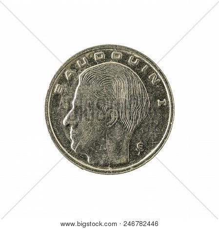 One Belgian Franc Coin (1991) Isolated On White Background