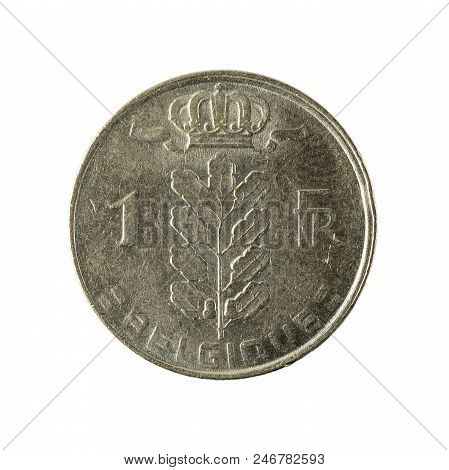One Belgian Franc Coin (1978) Isolated On White Background