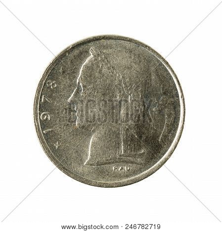 One Belgian Franc Coin (1978) Isolated On White Background
