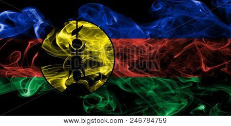 Flnks Smoke Flag, New Caledonia, On A Black Background