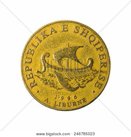 20 Albanian Lek Coin (1696) Reverse Isolated On White Background