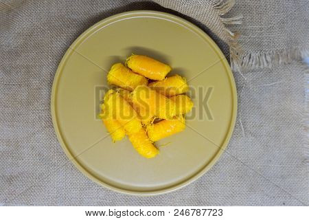 Foi Thong Or Golden Threads, Thai Dessert Made From Egg Yolks And Sugar