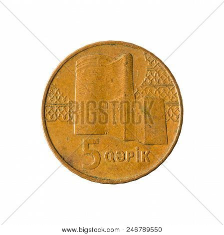 5 Azerbaijani Qepik Coin Obverse Isolated On White Background