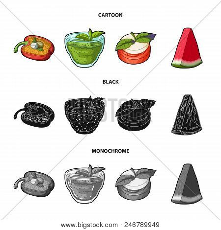 Sweet Bulgarian Pepper, Vitamin Drink, Jam With Raspberry And Mint Leaves, A Piece Of Watermelon. Ve