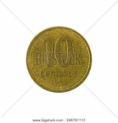 10 Argentine Centavo Coin (1993) Obverse Isolated On White Background