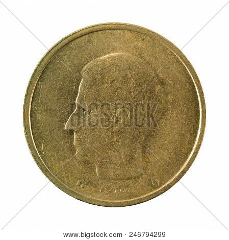 20 Belgian Franc Coin (1993) Reverse Isolated On White Background
