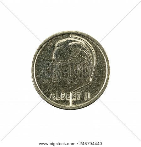 1 Belgian Franc Coin (1995) Reverse Isolated On White Background