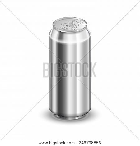 Half Liter Glossy Aluminum Can, Soda Or Beer Template On White