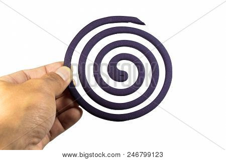 Lavender Mosquito Repellent Isolated On White Background. Studio Shot Clipping Mask.