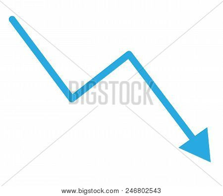 Loss Bar Chart. Decline Arrow Isolated On White Background. Trend Decline Graph Sign.