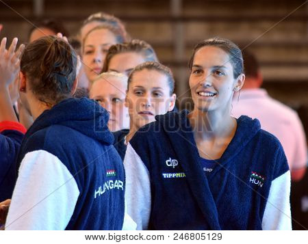 Budapest, Hungary - Jul 16, 2017. GANGL Edina, hungarian waterpolo goalkeeper. FINA Waterpolo World Championship was held in Alfred Hajos Swimming Centre.