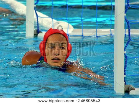 Budapest, Hungary - Jul 16, 2017. Gangl Edina (hun) Goalkeeper In The Preliminary Round. Fina Waterp