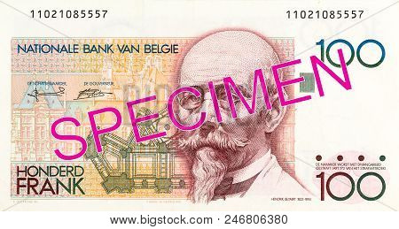 A Single 100 Belgian Franc Note Obverse Specimen