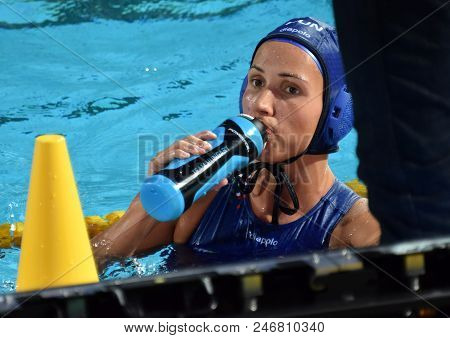 Budapest, Hungary - Jul 16, 2017. Keszthelyi Rita (hun) In The Preliminary Round. Fina Waterpolo Wor