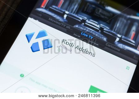 Ryazan, Russia - June 24, 2018: Kodi Mobile App On The Display Of Tablet Pc