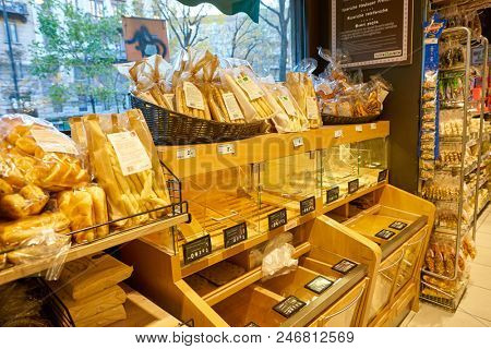 MILAN, ITALY - CIRCA NOVEMBER, 2017: food products for sale in Carrefour Express store in Milan.