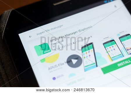 Ryazan, Russia - June 24, 2018: Apus File Manager Icon On The List Of Mobile Apps