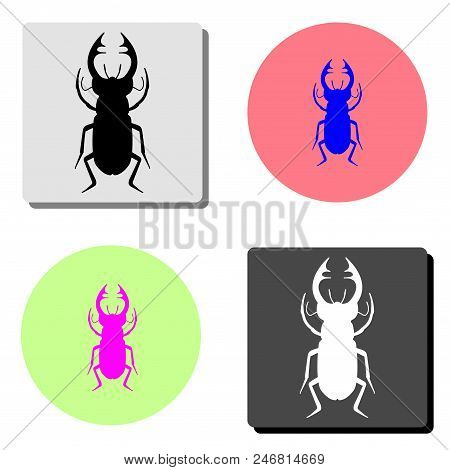 Beetle. Simple Flat Vector Icon Illustration On Four Different Color Backgrounds
