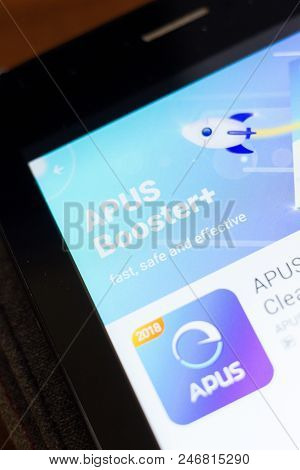 Ryazan, Russia - June 24, 2018: Apus Booster Mobile App On The Display Of Tablet Pc