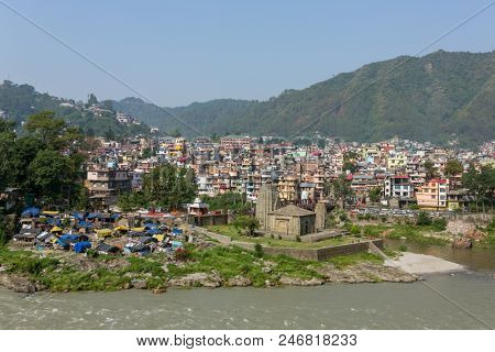 View of Mandi city in Himachal Pradesh, India.