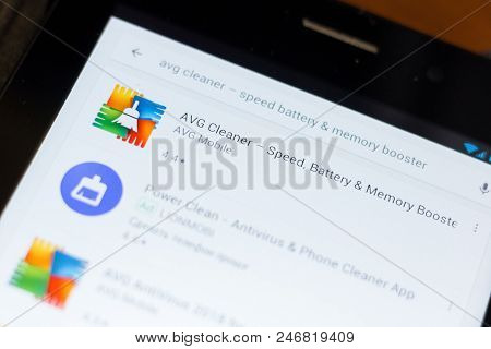 Ryazan, Russia - June 24, 2018: Avg Cleaner Icon On The List Of Mobile Apps