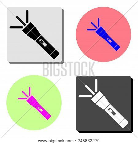 Flashlight. Simple Flat Vector Icon Illustration On Four Different Color Backgrounds