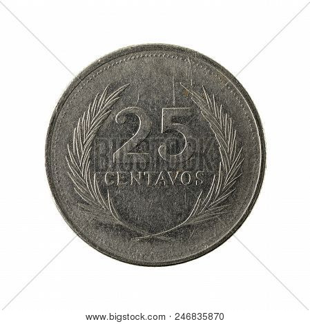 25 Salvadoran Centavo Coin (1988) Obverse Isolated On White Background