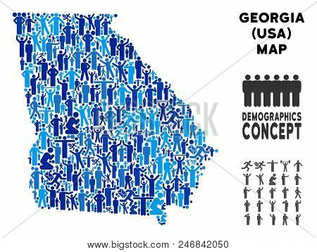 Vector Population American State Georgia Map. Demography Abstraction Of American State Georgia Map C