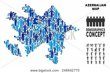 Vector Population Azerbaijan Map. Demography Mosaic Of Azerbaijan Map Composed Of Men With Different