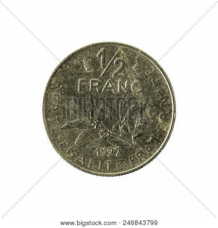 0,5 French Franc Coin (1997) Obverse Isolated On White Background