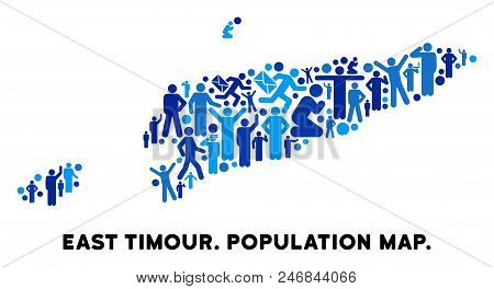 Vector Population East Timour Map. Demography Collage Of East Timour Map Created Of Crowd With Diffe