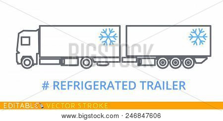 Refrigerated Trailer Icon. Editable Stroke Sketch Icon. Stock Vector Illustration.