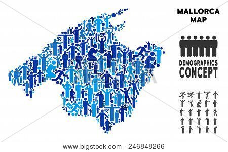 Vector Population Spain Mallorca Island Map. Demography Composition Of Spain Mallorca Island Map Com