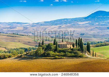 Siena, Italy - September 22, 2013: The Podere Belvedere Is A Famous Site In The Crete Senesi Area, I