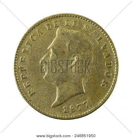 10 Salvadoran Centavo Coin (1977) Reverse Isolated On White Background