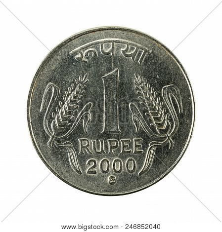 1 Indian Rupee Coin (2000) Obverse Isolated On White Background