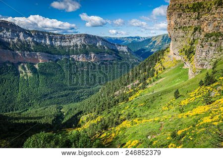 Mountains In The Pyrenees, Ordesa Valley National Park, Aragon, Huesca, Spain.
