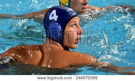 Budapest, Hungary - Jul 17, 2017. ZALANKI Gergo (HUN) waterpolo player. FINA Waterpolo World Championship was held in Alfred Hajos Swimming Centre.