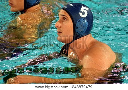 Budapest, Hungary - Jul 17, 2017. VAMOS Marton, hungarian waterpolo player. FINA Waterpolo World Championship was held in Alfred Hajos Swimming Centre.