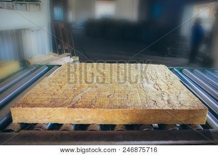 The Texture Of Mineral Wool For Insulating The Walls. Warehouse Of Products Ready For Import